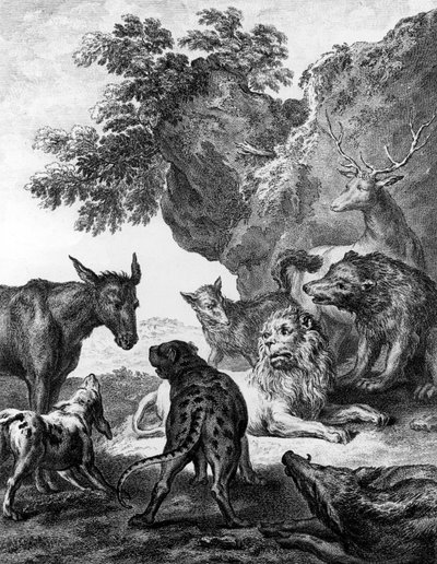 動物はペストで病気になった、ラフォンテーヌ寓話のイラスト、1755 作： Jean Baptiste Oudry